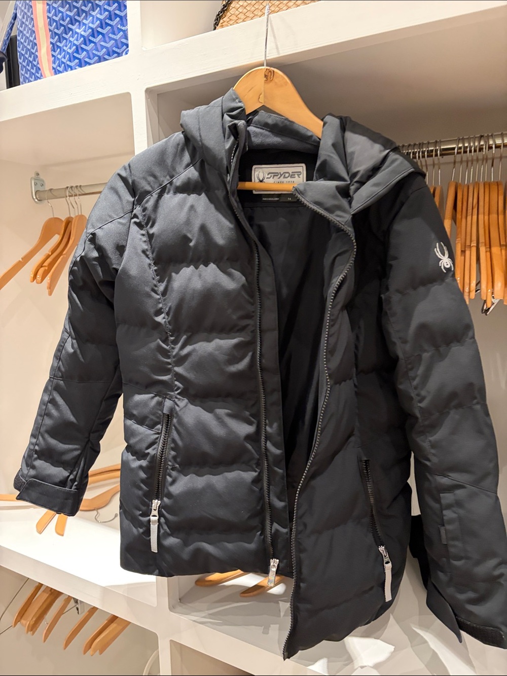 Spyder Black Quilted Hooded Jacket